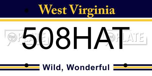 508HAT West Virginia License Plate