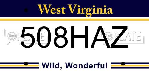 508HAZ West Virginia License Plate