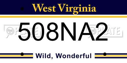 508NA2 West Virginia License Plate