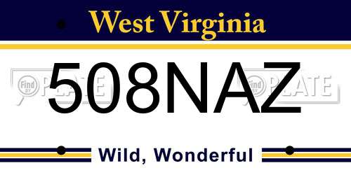 508NAZ West Virginia License Plate