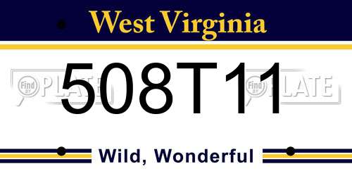 508T11 West Virginia License Plate