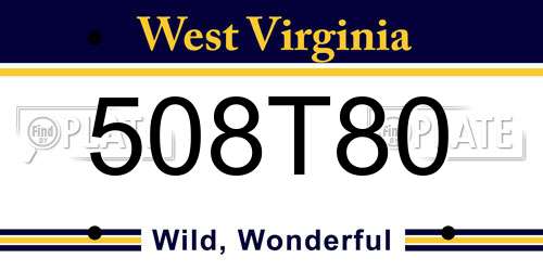 508T80 West Virginia License Plate