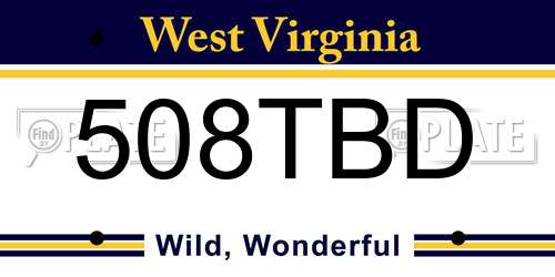 508TBD West Virginia License Plate