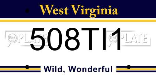 508TI1 West Virginia License Plate