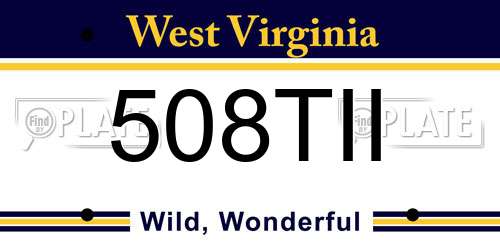508TII West Virginia License Plate