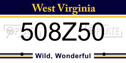 508Z50 West Virginia License Plate