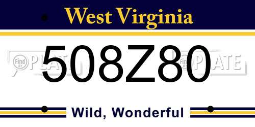508Z80 West Virginia License Plate