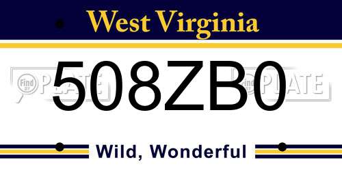 508ZB0 West Virginia License Plate