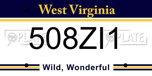 508ZI1 West Virginia License Plate