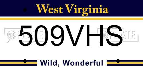 509VHS West Virginia License Plate