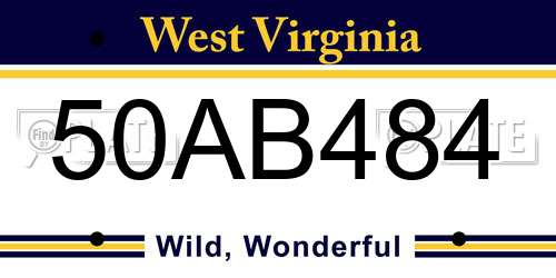 50AB484 West Virginia License Plate