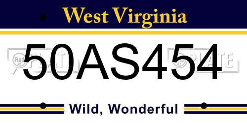 50AS454 West Virginia License Plate