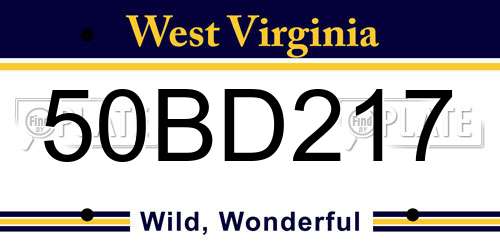 50BD217 West Virginia License Plate