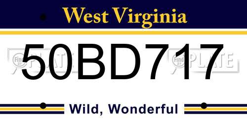 50BD717 West Virginia License Plate