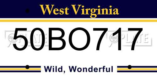 50BO717 West Virginia License Plate