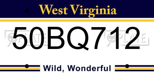 50BQ712 West Virginia License Plate