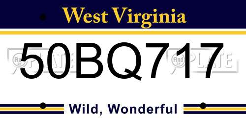 50BQ717 West Virginia License Plate