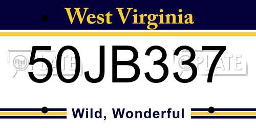 50JB337 West Virginia License Plate