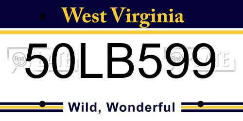 50LB599 West Virginia License Plate