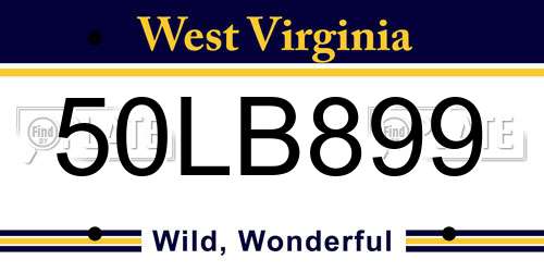 50LB899 West Virginia License Plate