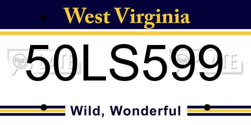 50LS599 West Virginia License Plate