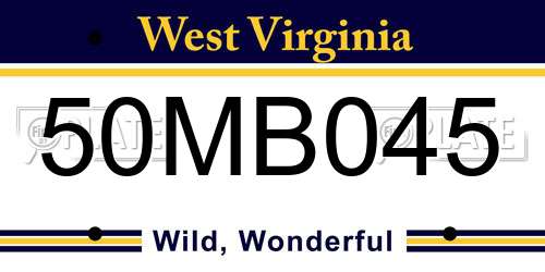 50MB045 West Virginia License Plate