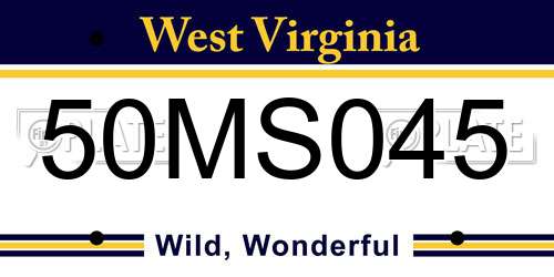 50MS045 West Virginia License Plate