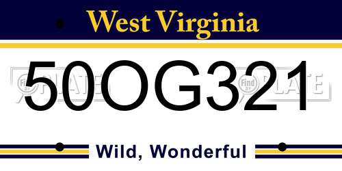 50OG321 West Virginia License Plate