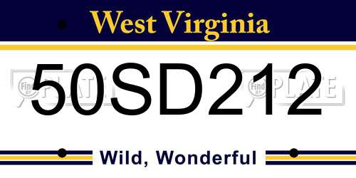 50SD212 West Virginia License Plate