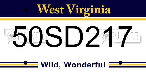 50SD217 West Virginia License Plate