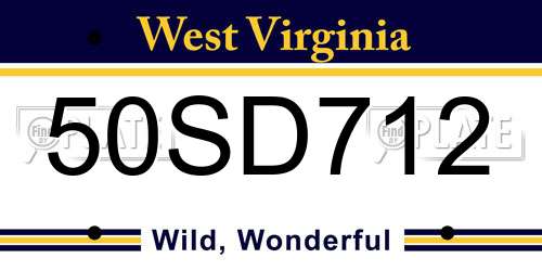 50SD712 West Virginia License Plate