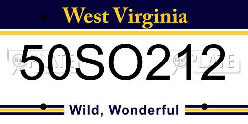50SO212 West Virginia License Plate