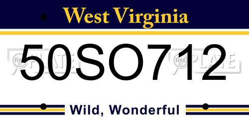 50SO712 West Virginia License Plate
