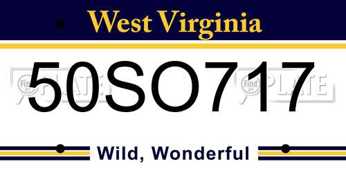 50SO717 West Virginia License Plate