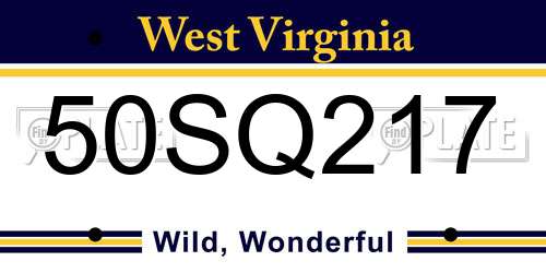 50SQ217 West Virginia License Plate