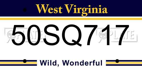 50SQ717 West Virginia License Plate