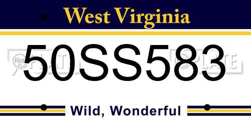 50SS583 West Virginia License Plate