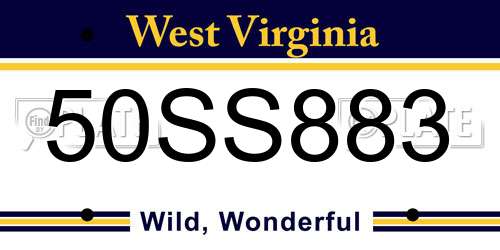 50SS883 West Virginia License Plate