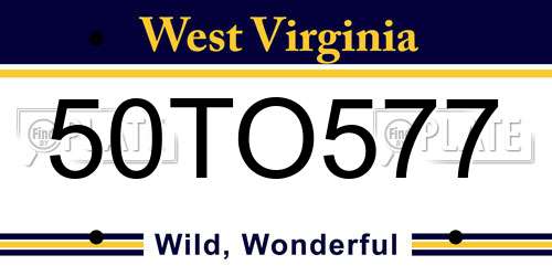 50TO577 West Virginia License Plate