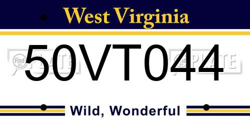 50VT044 West Virginia License Plate