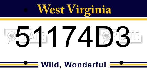 51174D3 West Virginia License Plate