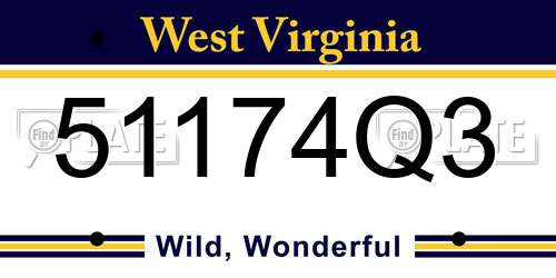 51174Q3 West Virginia License Plate