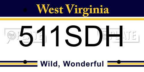 511SDH West Virginia License Plate