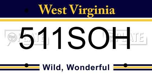 511SOH West Virginia License Plate