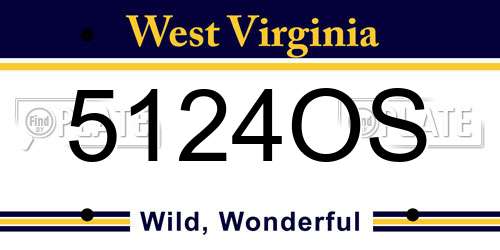 5124OS West Virginia License Plate