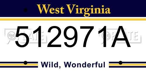 512971A West Virginia License Plate