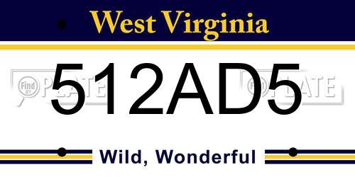 512AD5 West Virginia License Plate