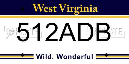 512ADB West Virginia License Plate
