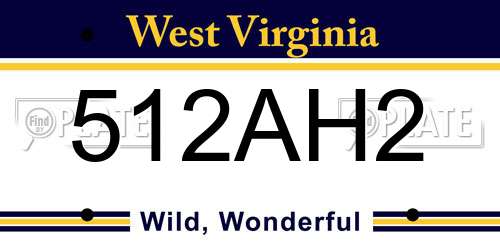 512AH2 West Virginia License Plate