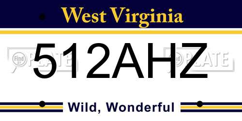 512AHZ West Virginia License Plate